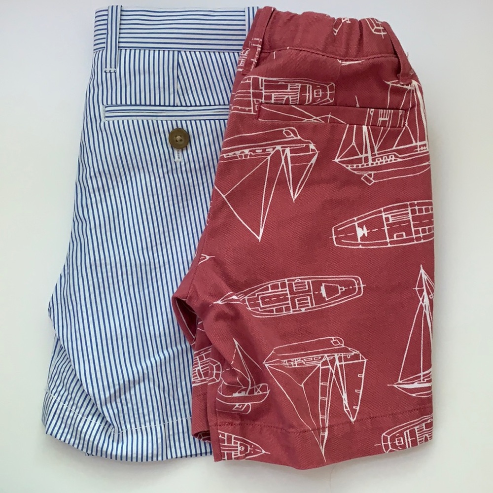 J crew crewcuts seersucker, boat print shorts 4t.
